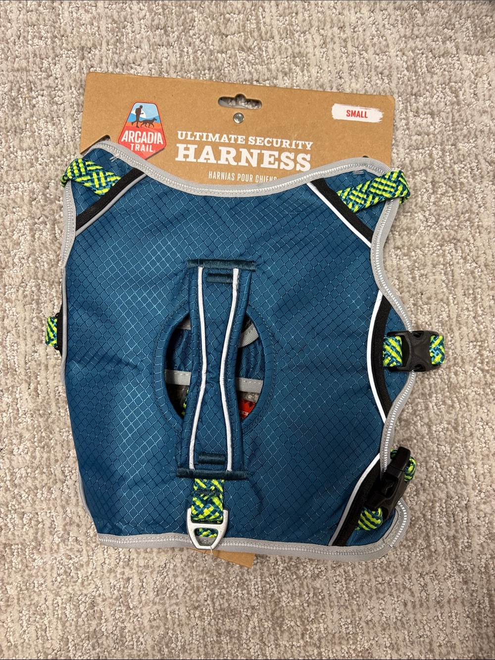 Arcadia Trail Ultimate Security Harness in Teal & Neon Green - Small